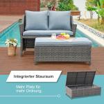 Orange-Casual 2-Piece Wicker Patio Love Seat Set