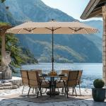 HERA'S PALACE 13ft LED Solar Patio Umbrella