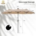 HERA'S PALACE 13ft LED Solar Patio Umbrella