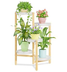 Tall 5-Tier Metal Plant Stand - Rustic White