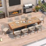 11-Piece Outdoor Dining Set with Metal Table & Rattan Chairs