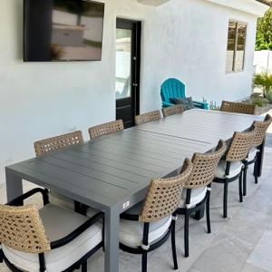 Large Aluminum Rectangular Outdoor Dining Table for 10
