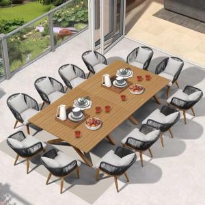 14-Piece Purple Leaf Patio Dining Set with Cushions