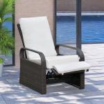 Adjustable Outdoor Wicker Recliner Chair with Cushion