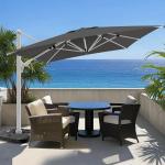 Large Gray Cantilever Patio Umbrella with 360° Rotation