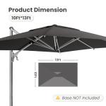 Large Gray Cantilever Patio Umbrella with 360° Rotation