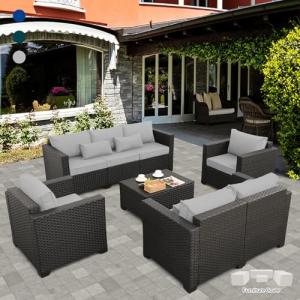 5-Piece Outdoor Wicker Patio Sofa Set with Storage