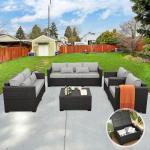 5-Piece Outdoor Wicker Patio Sofa Set with Storage