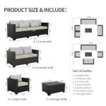 5-Piece Outdoor Wicker Patio Sofa Set with Storage