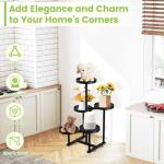 5-Tier Heavy Duty Metal Plant Stand - Black