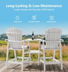 Adirondack Chair Set with Removable Trays - White