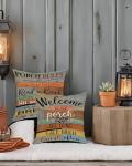 Porch Rules Decorative Outdoor Pillow Covers - 18x18 Inch