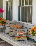 Porch Rules Decorative Outdoor Pillow Covers - 18x18 Inch
