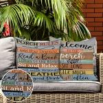 Porch Rules Decorative Outdoor Pillow Covers - 18x18 Inch