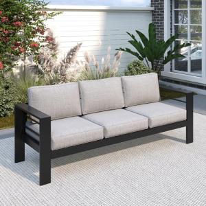 Aluminum Outdoor Couch with Water-Resistant Cushions
