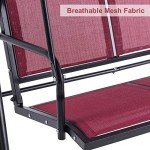MCombo 3-Person Canopy Swing Chair - Burgundy