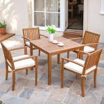 Flamaker 5-Piece Acacia Wood Patio Dining Set