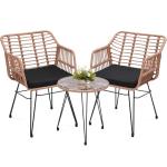 3-Piece Wicker Bistro Set with Glass Table