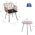 3-Piece Wicker Bistro Set with Glass Table