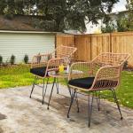 3-Piece Wicker Bistro Set with Glass Table
