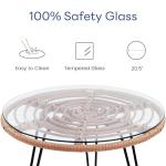 3-Piece Wicker Bistro Set with Glass Table