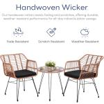 3-Piece Wicker Bistro Set with Glass Table