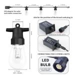 50FT Outdoor String Lights with Dimmable LED Bulbs