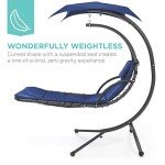 Navy Blue Curved Steel Outdoor Chaise Lounge Swing
