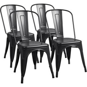 Furmax Stackable Metal Dining Chairs Set of 4