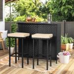 3-Piece Outdoor Bar Set with Stools and Table