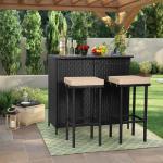 3-Piece Outdoor Bar Set with Stools and Table
