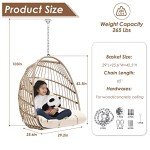 Luxury Wicker Hanging Egg Chair for Patio