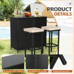 3-Piece Outdoor Bar Set with Stools and Table