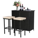 3-Piece Outdoor Bar Set with Stools and Table
