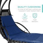 Navy Blue Curved Steel Outdoor Chaise Lounge Swing