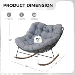 Cozy Gray Outdoor Rocking Chair with Cushion
