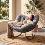 Cozy Gray Outdoor Rocking Chair with Cushion