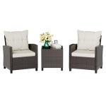 3-Piece Wicker Patio Furniture Set with Cushions
