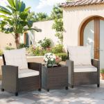 3-Piece Wicker Patio Furniture Set with Cushions