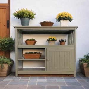 YITAHOME Acacia Wood Patio Bar Table with Storage