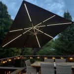 10ft Solar LED Patio Umbrella with 360° Rotation