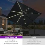 10ft Solar LED Patio Umbrella with 360° Rotation