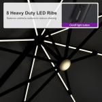 10ft Solar LED Patio Umbrella with 360° Rotation