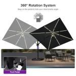 10ft Solar LED Patio Umbrella with 360° Rotation