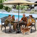 39.4" Cast Aluminum Outdoor Bench for Two