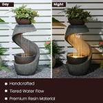 Modern Waterfall Fountain with Bowl Planter