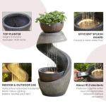 Modern Waterfall Fountain with Bowl Planter