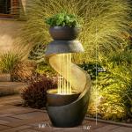Modern Waterfall Fountain with Bowl Planter