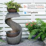 Modern Waterfall Fountain with Bowl Planter