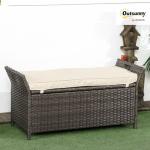 27 Gallon Wicker Patio Storage Bench with Cushion